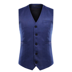 Slim Fit Single Breasted Blue Vest