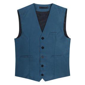 Slim Fit Single Breasted Blue Vest