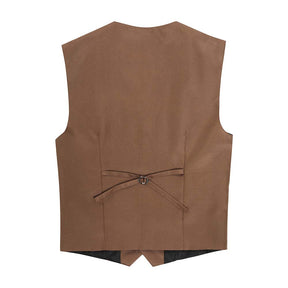 Slim Fit Single Breasted Coffee Vest