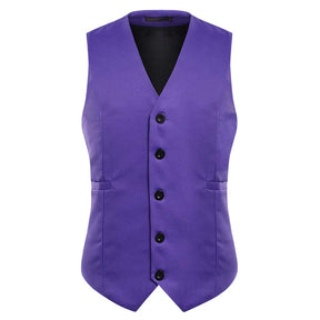 Slim Fit Single Breasted Purple Vest