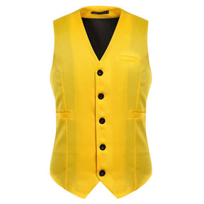 Slim Fit Single Breasted Yellow Vest
