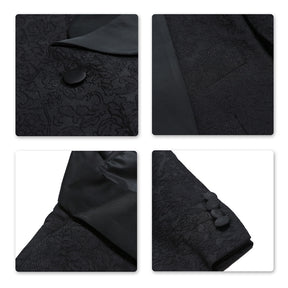 3-Piece Slim Fit Black Dress Paisley Suit