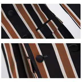 3-Piece Slim Fit Casual Stripe Brown Suit