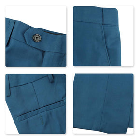 Men's Classic Slim Fit Stretch Flat Front Slacks Dress Pants Blue