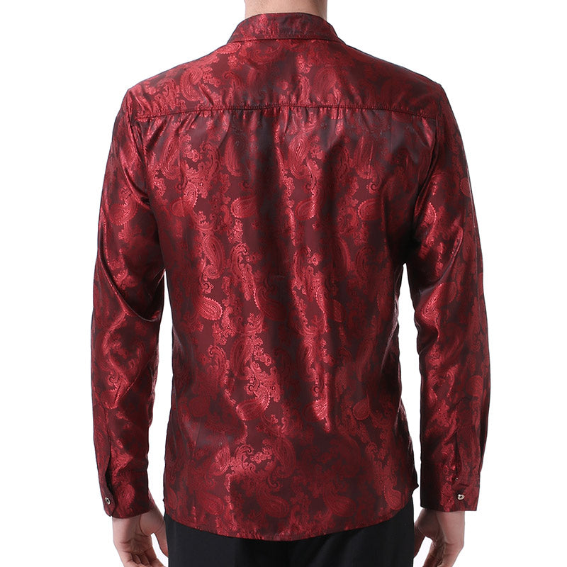 Slim Fit Embroidered Maroon Paisley Shirt
