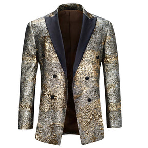 2-Piece Gold And Silver Printed Shiny Suits