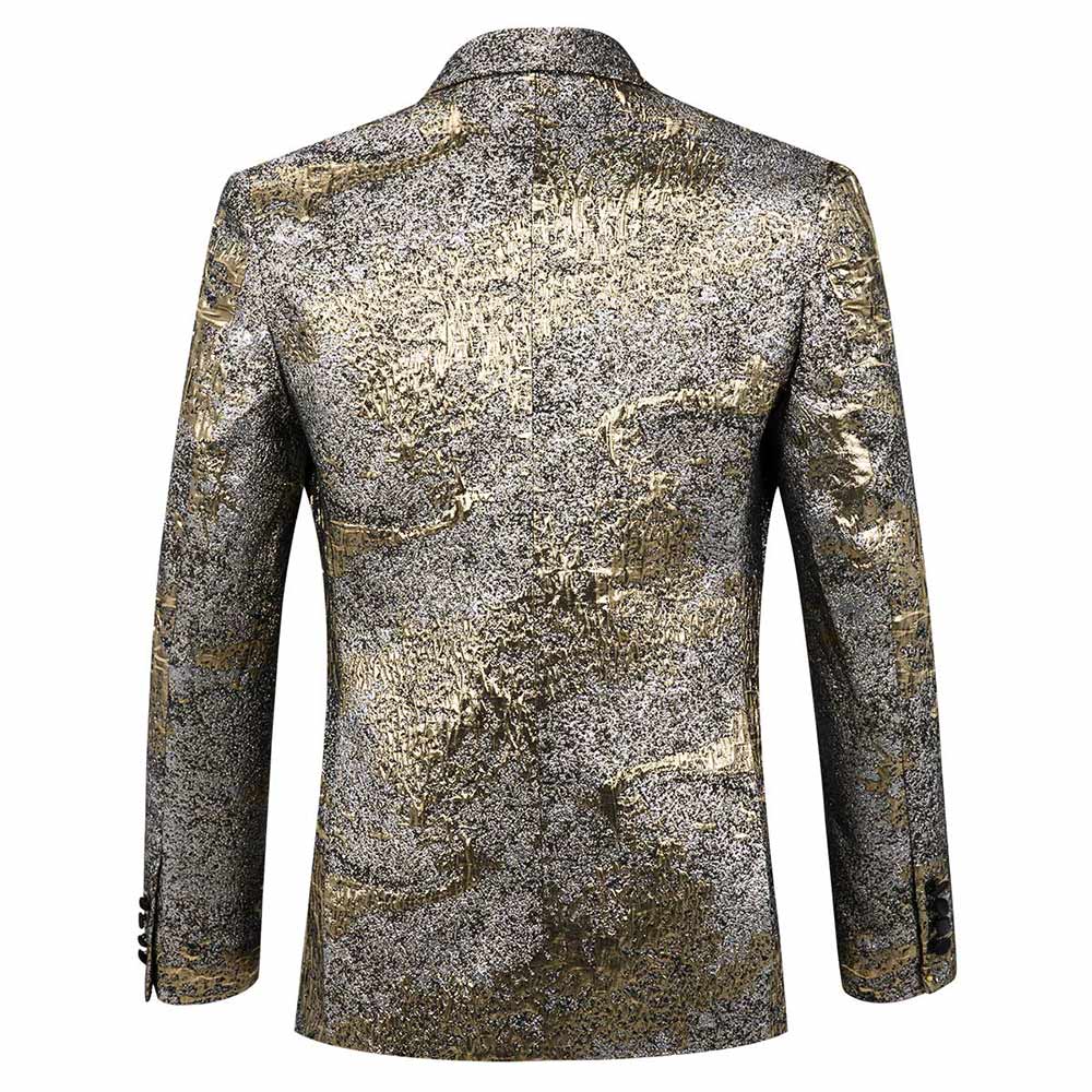 2-Piece Gold And Silver Printed Shiny Suits