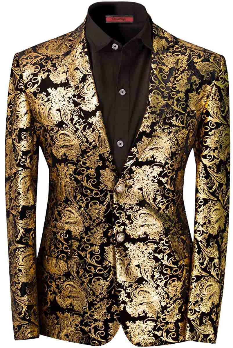 Stylish Gold Blazer Dress Floral Blazer