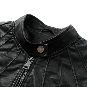 Men's Vintage Faux Leather Jacket Zip Up Motorcycle Bomber Outwear Black