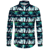 Coconut tree Pattern Print  Shirt Regular Fit Long Sleeve Casual Shirt For Men