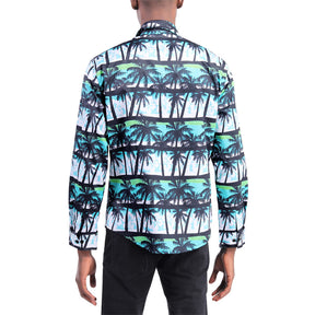 Coconut tree Pattern Print  Shirt Regular Fit Long Sleeve Casual Shirt For Men