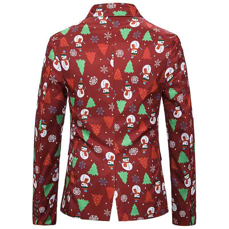 Mens Christmas Jacket Printed Slim Fit Dinner Blazer Red