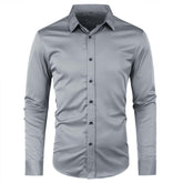 Men's Solid Slim Fit Bamboo Fiber Casual Formal Shirt