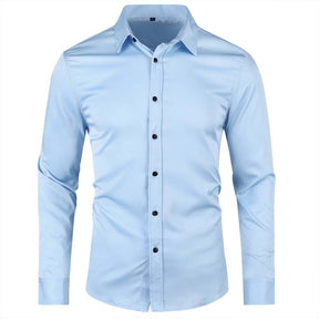 Men's Solid Slim Fit Bamboo Fiber Casual Formal Shirt