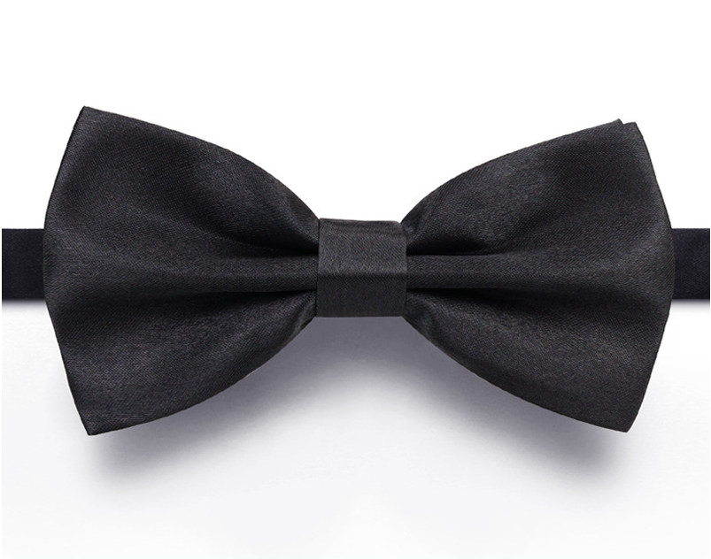 Men's Solid Color Shiny Bow Tie Black