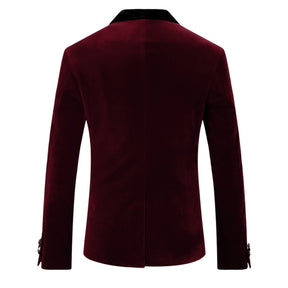 Maroon Velvet Jacket Shawl Collar Design Blazer