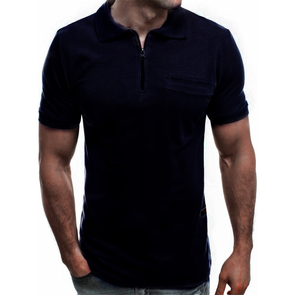 Grey & Navy & Maroon Polo Shirt Zip Closure Polo