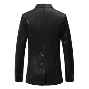 Men's Printed Single Breasted Slim Fit Blazer Black