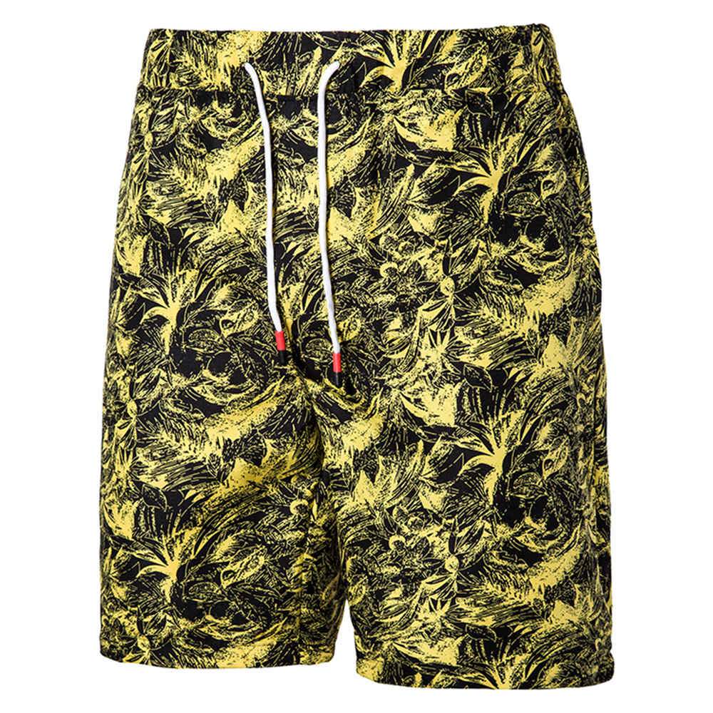 Relaxed Fit Paisley Beach Shorts Yellow