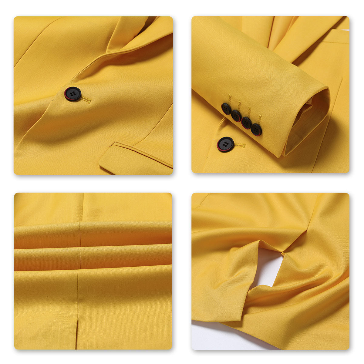 Mens Solid Color One Button Single Breasted Blazer Yellow