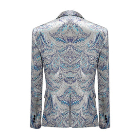 Peacock Print Blazer Slim Fit One Button Blazer