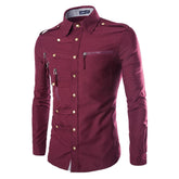 Slim Fit Zipped Pocket Shirts Maroon