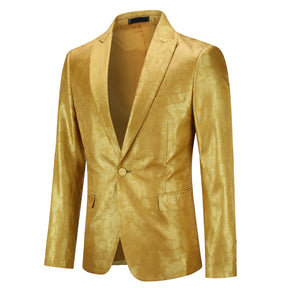 Men's Palace Dark Pattern One Button Blazer Yellow