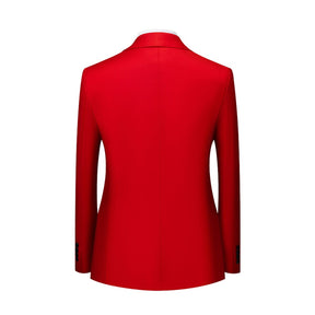 Men's Solid Color Double Breasted Business Suit Red
