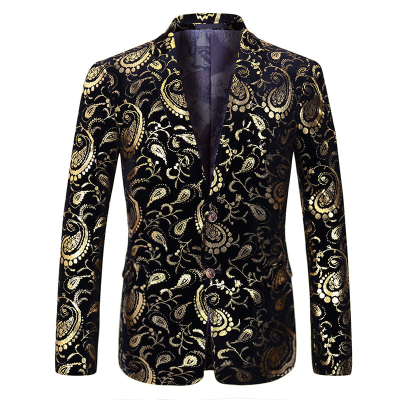 Modern Fit Glitter Paisley Gold Blazer