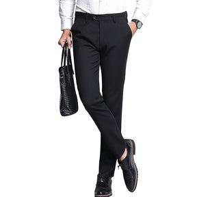 Black Classic Slim Fit Fit Stretch Flat Front Pants