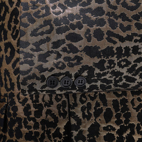 Leopard Print Slim Fit Casual Blazer Gold