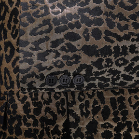 Leopard Print Slim Fit Casual Blazer Gold