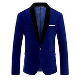 Blue Velvet Jacket Shawl Collar Design Blazer