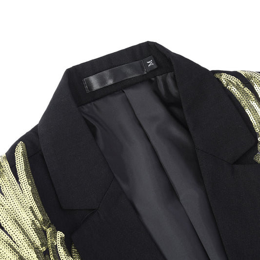 Gold Wings Black Blazer Dress Floral Blazer - Cloudstyle