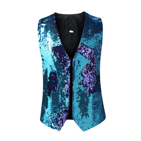 Slim Fit Shiny Sequins Vest Purple