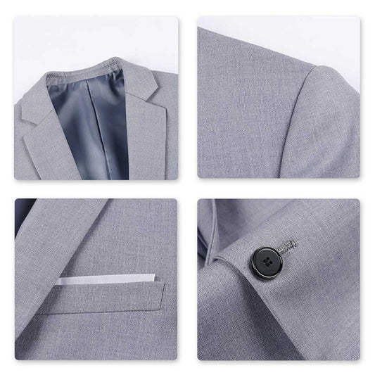 Classic Light Grey Blazer Two Buttons Blazer - Cloudstyle
