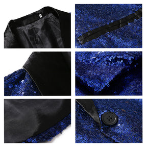 Shiny Sequin Jacket Blue Party Dinner Blazer