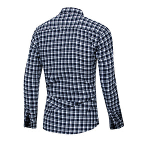 Slim Fit Plaid Twill Shirt Navy