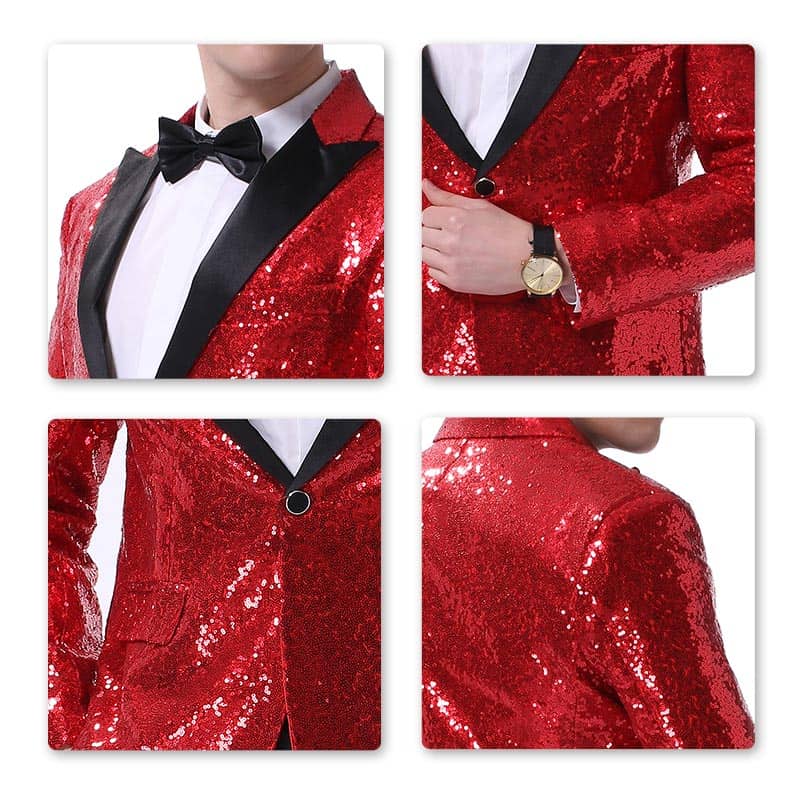 NightClub Sequin Jacket Red Party Blazer