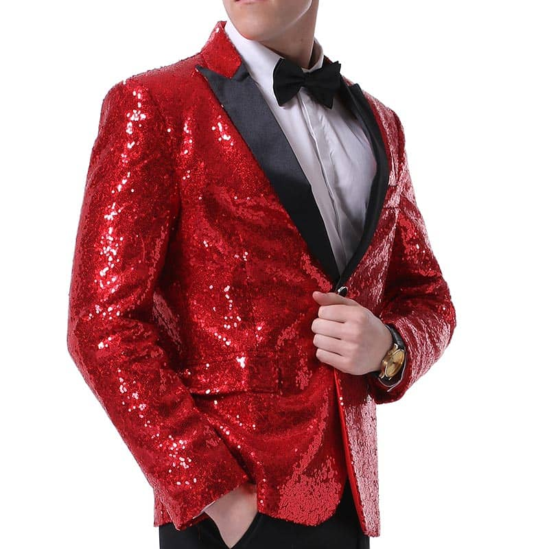 NightClub Sequin Jacket Red Party Blazer