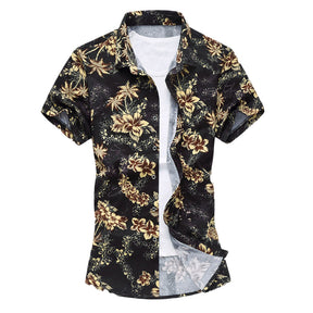 Slim Fit Floral Gold Jasmine Flower Shirt
