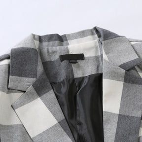 Men's Autumn Plaid Jacket One Button Casual Blazer White