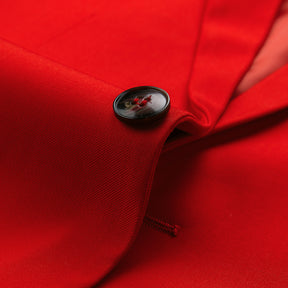 Men's Two-Button Back Slit Lapel Collar 3-Piece Suit Red