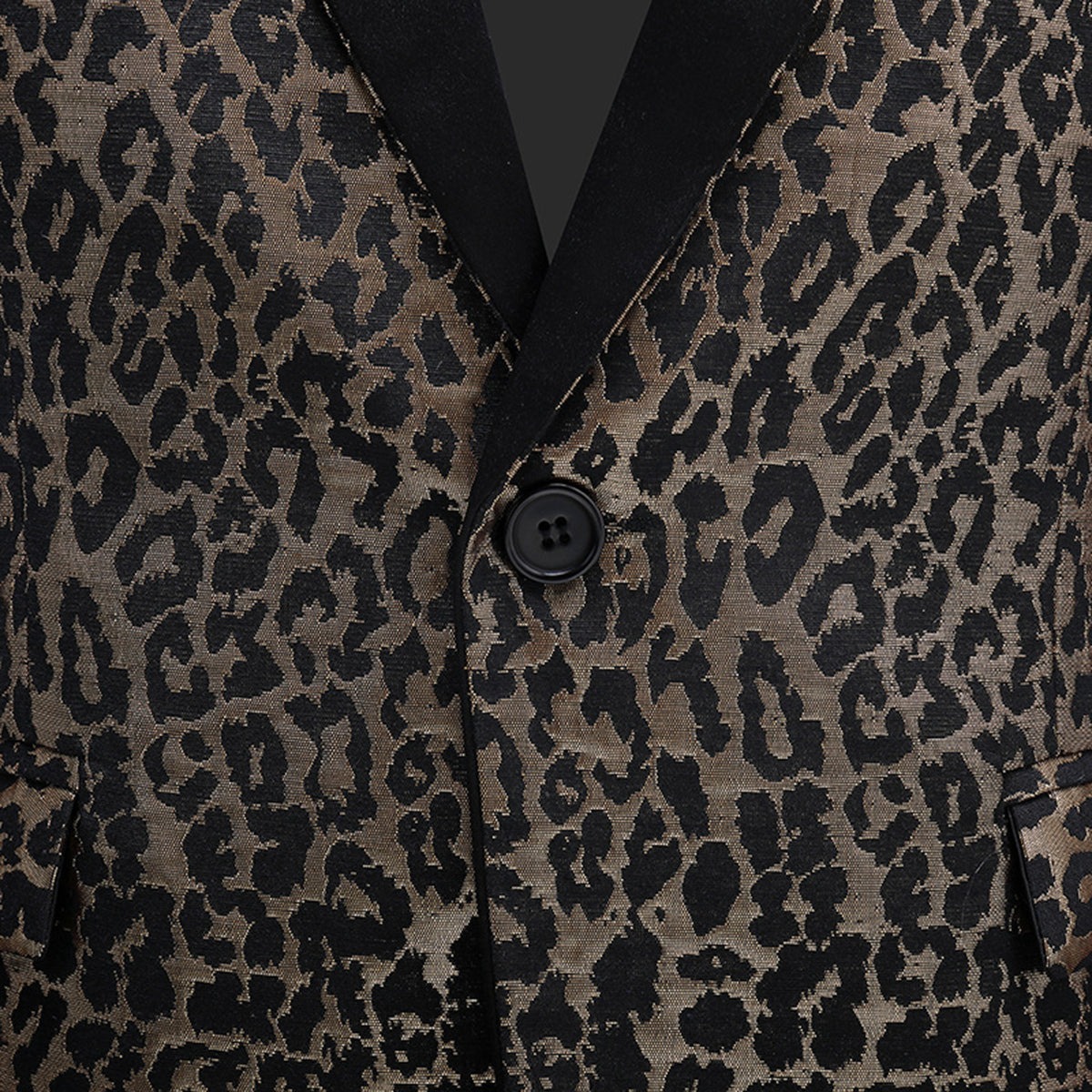 Leopard Print Slim Fit Casual Blazer Gold
