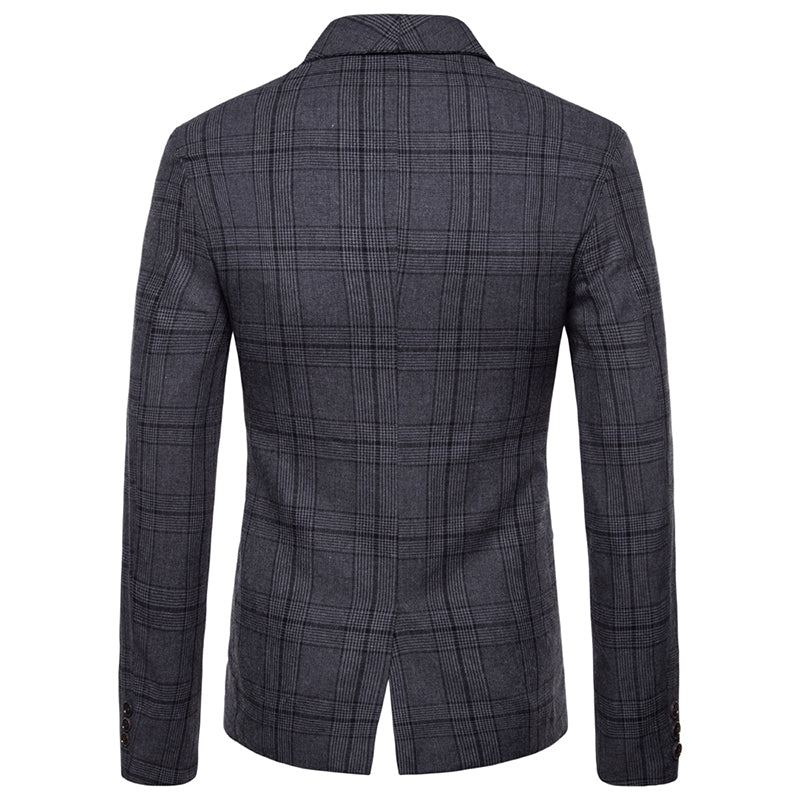 Modern Fit Plaid Dark Grey Leisure Blazer