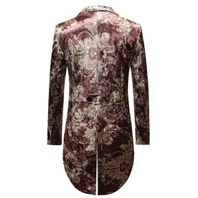 Floral Swallowtails 2-Piece Slim Fit Brown Suit