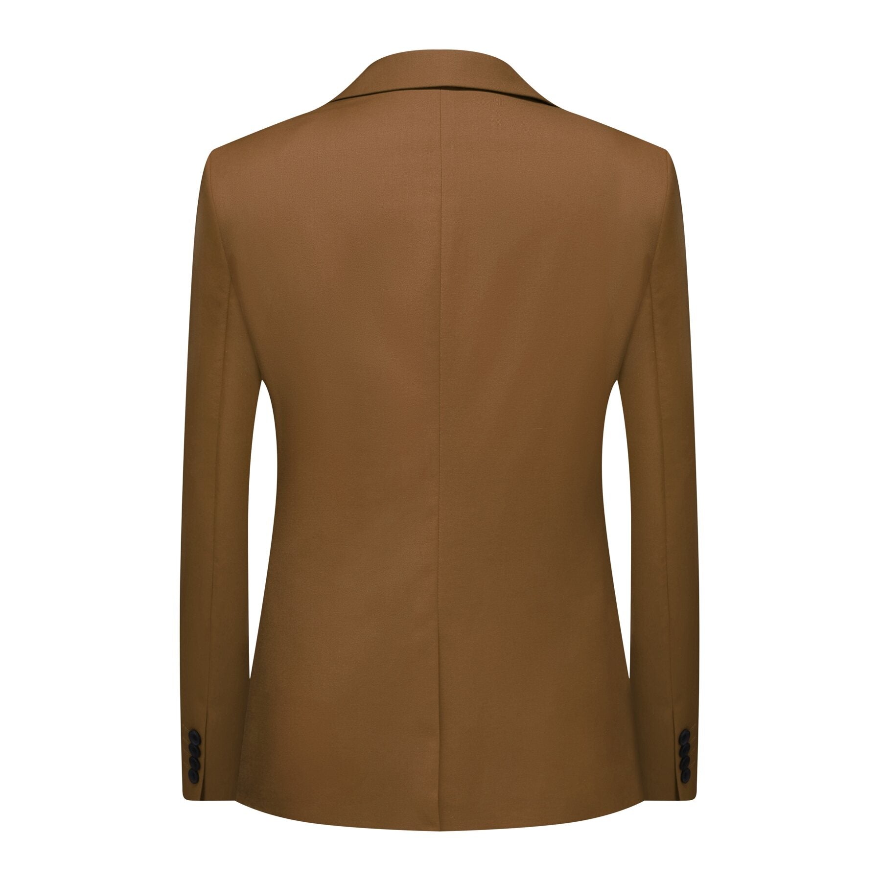 3-piece Men's Solid Color Notched Lapel Back Center Vent Suit Brown