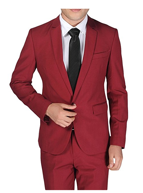 Two Piece Slim Fit One Button Business Red Suit