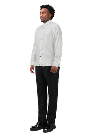 Slim Fit Embroidered White Paisley Shirt