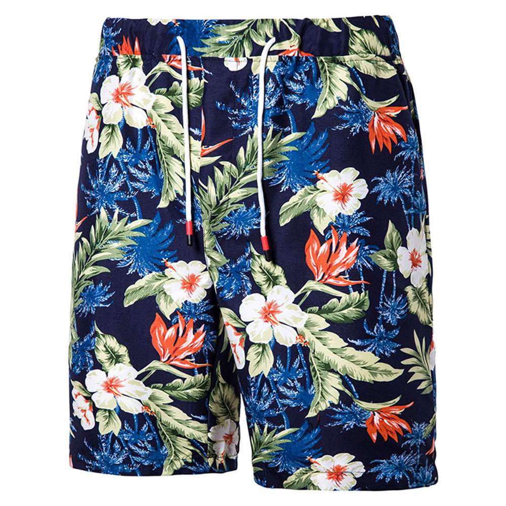 Relaxed Fit Floral Casual Shorts Navy